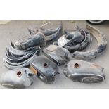 BMW and other fuel tanks and mudguards. (a quantity)