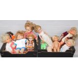 A group of dolls and toys, to include sweet baby doll with material body, and others. (2 boxes)