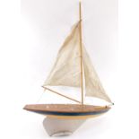 An Ailsa pond yacht, with a wooden hull, bears label, 55cm wide.