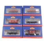 Six Bachmann die cast wagons, comprising a 10t Fish van, LNER brown, 38-575a., 20 tonne brake van, L