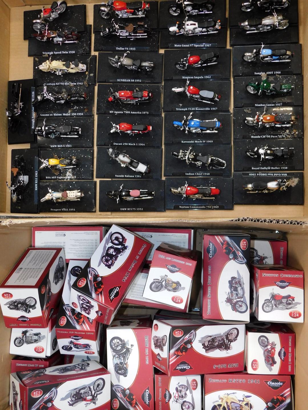 Atlas Editions die cast models of Classic Motorbikes, and boxes unmatched. (30)