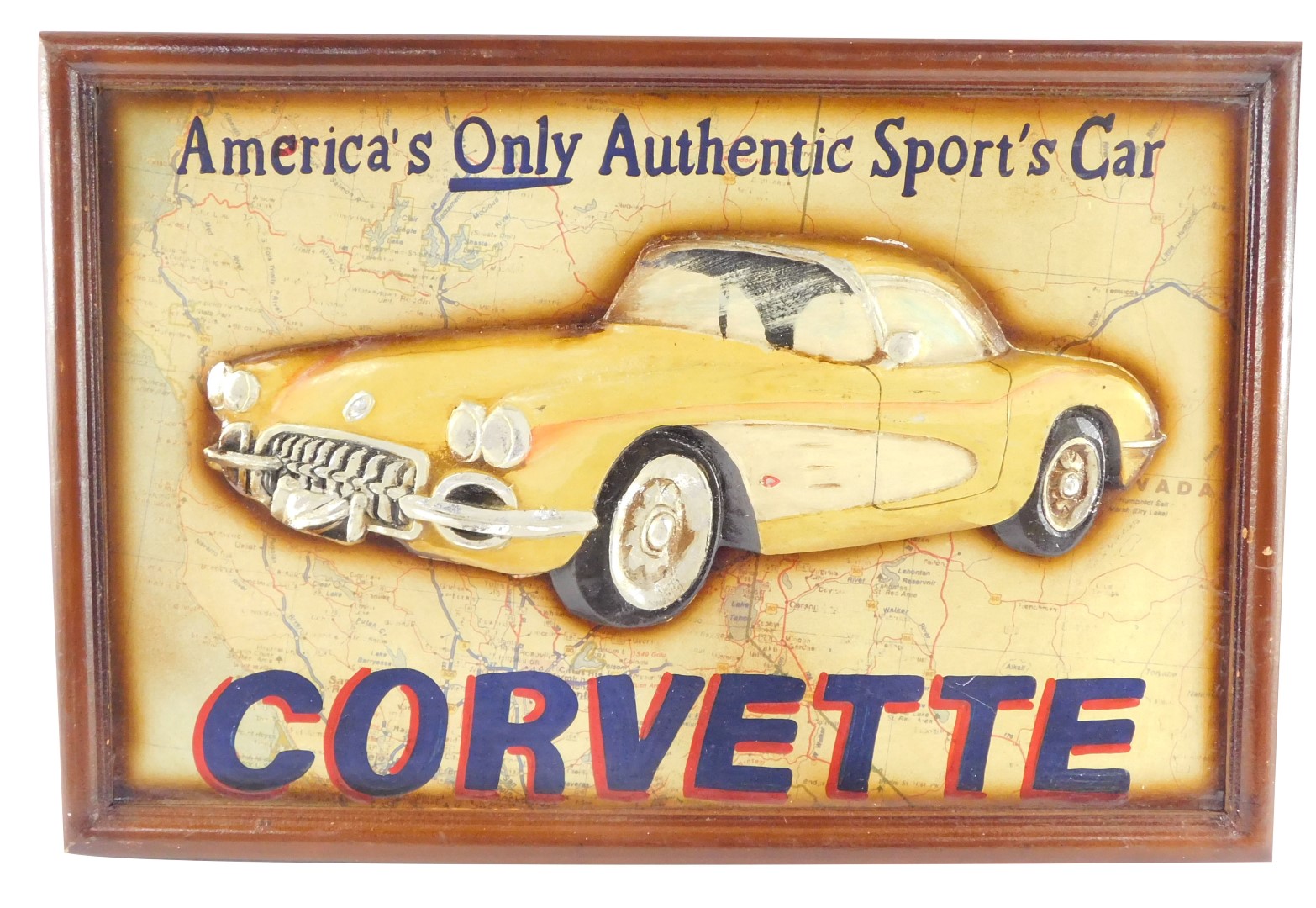 A Foster 3D picture of a Corvette, America's Only Authentic Sport's Car, 40cm high, 60cm wide.