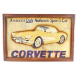 A Foster 3D picture of a Corvette, America's Only Authentic Sport's Car, 40cm high, 60cm wide.