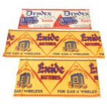 Three early 20thC tissue paper advertising banners, for Drydex, The Supreme Dry Battery By Exide ano