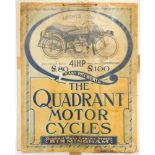 An early 20thC advertising poster, for Quadrant Motorcyles, 57.5cm high and 45cm wide.