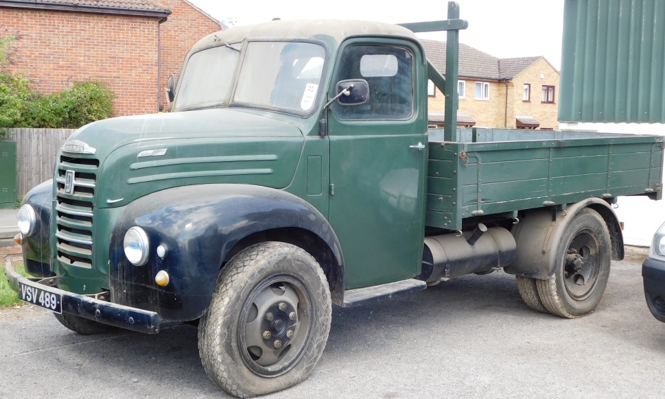 A 1955 Ford Thames SWB lorry, twin axle historic vehicle with boarded flat bed