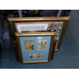 Framed cigarette cards, including John Player Military Uniforms of The British Empire, and framed sa