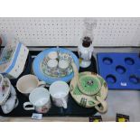 Ceramics and effects, to include Midwinter egg cup stand with three egg cups (AF), Art Deco teapot,