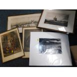 Pictures and prints, a Liverpool From Lime Street print, windmill print, two Cries of London prints