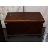 A Victorian scumbled pine blanket chest, grain painted as flamed mahogany.