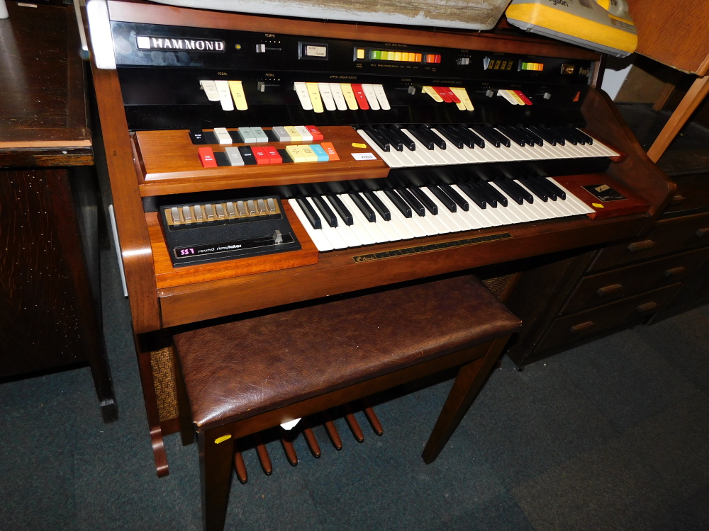 A Hammond electric organ with stool. (2)