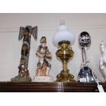 A Classic Drinks maker, milk shake frother, converted oil lamp Capo di Monte figure, and an Indian C
