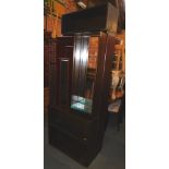 A mahogany effect bookcase, together with three CD racks, etc. (6)