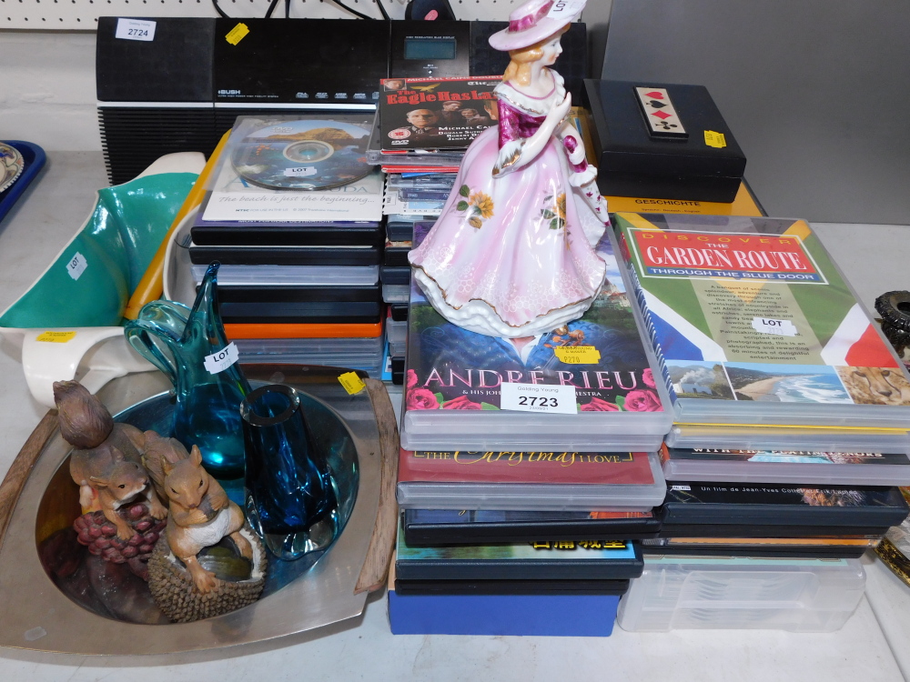 CDs and DVDs, games and ornaments, Picot ware type bowl, glass vase, card case, etc. (a quantity)