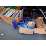 Household effects, ring binders, Bissel vacuum cleaner, casing, poles, LP cases, etc. (all under one
