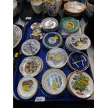 A group of various pin dishes, to include a Wedgwood dark blue Centenary Sempa Fidelis Meridian 1897