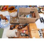 A cantilever sewing box, various ornaments, books, shire horses, Rumtopf jar, etc. (a quantity)