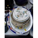 A group of large meat plates, Masons plates, imari type plate, etc. (a quantity)