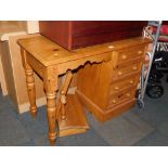 A pine dressing table, together with a toilet mirror. (2)