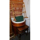 A bathroom sink, with fitted cabinet, towel rail, stool and a side table. (4)