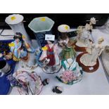 A group of ceramic Danbury Mint princess ornaments (all AF), miniature vases, etc. (a quantity)