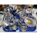A group of silver plated wares, to include silver plated rose bowl, EPNS four piece tea and coffee s