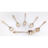 A set of six George III Scottish silver dessert spoons, Francis Howden, Edinburgh 1797 and 1805, 6.6