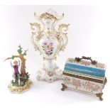 A Capodimonte porcelain figure of boy on a swing, designed by Gipellati, printed and painting marks,