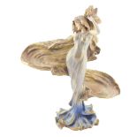 An Eduard Stellmacher Amphora late 19thC blush porcelain Art Nouveau figure, modelled as a standing