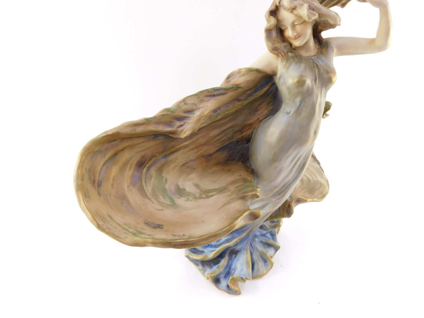 An Eduard Stellmacher Amphora late 19thC blush porcelain Art Nouveau figure, modelled as a standing - Image 3 of 6