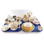 English early 19thC porcelain, to include Daniels., plates and cups, a muffin dish and cover, twin h