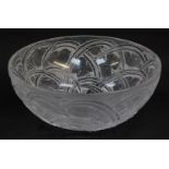A Lalique frosted glass bowl decorated in the Pinsons pattern, etched marked, 23.5cm diameter.