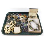 Silver and costume jewellery, including necklaces, bangles, pendants and earrings. (a quantity)