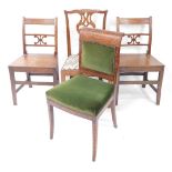 A pair of Regency oak and elm country dining chairs, a Chippendale style mahogany single chai