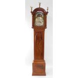 Lewis Poignand, a George III Channel Islands mahogany long case clock, the break arch dial with pain