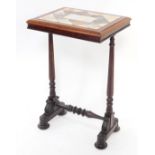 A Victorian rosewood and specimen marble occasional table, with an inlaid rectangular top, over a pa