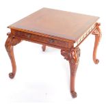 A Wade Furniture Victorian style mahogany coffee table, of square form, with a single frieze drawer,