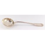A fiddle pattern soup ladle, white metal, stamped REX and SNO10 with crown, 7.9oz.