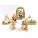 Five Royal Doulton Brambly Hedge figures, comprising Home For Supper DBH69, Heading Home DBH48, Dust