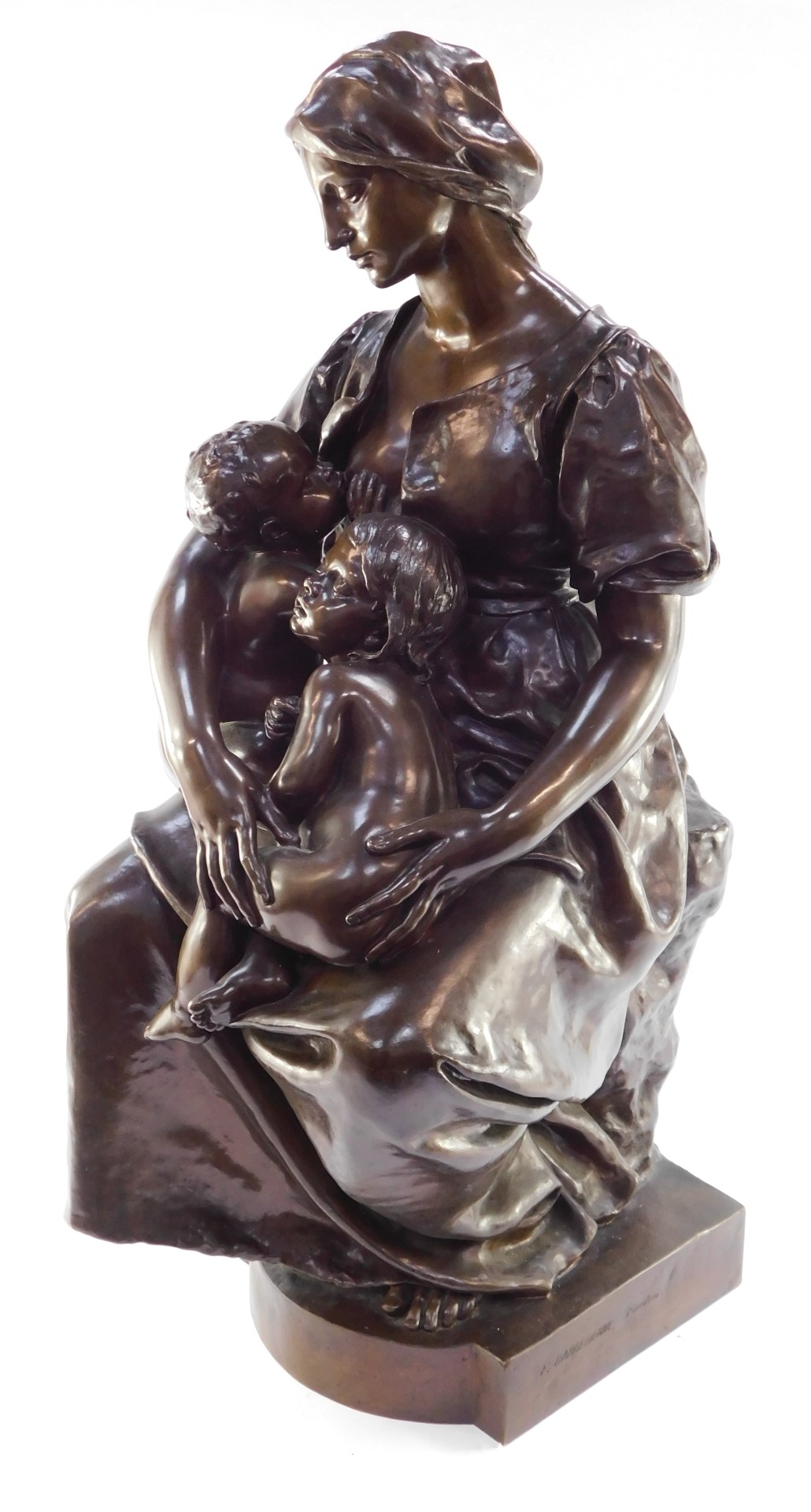 Paul Dubois (French, 1829-1905). A bronze sculpture of Maternite, signed to reverse P Dubois, 80cm h