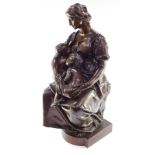 Paul Dubois (French, 1829-1905). A bronze sculpture of Maternite, signed to reverse P Dubois, 80cm h