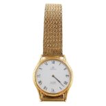 An Omega DeVille gentleman's gold plated wristwatch, circular dial baring Roman numerals, quartz mov