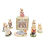 Eight Royal Doulton Brambly Hedge figures, comprising Mrs Salt Apple DBH25, boxed, Wilfred Toadflax,