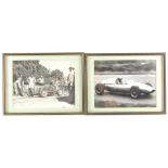 Two mid century motor racing and hill climb car photographs, 15cm high, 19.5cm wide.