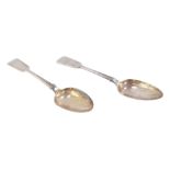 A pair of Victorian silver dessert spoons, initial engraved, London 1848, 3.7oz.