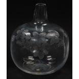 A Bauer Art Glass vase, with clear design and etched floral detailing, signed and numbered 47467, 19