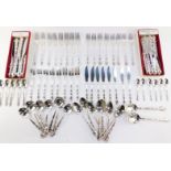 Community silver plated flatware decorated in the Mansion Pattern, including table knives and forks,