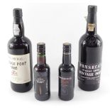 A bottle of Don Pavral Vintage Port 1985, Fonseca's finest 1975 Vintage Port, and two 20cl bottles o