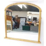 A Victorian style gilt wood over mantel mirror, 119cm high x 117cm wide.