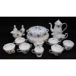 A Mayfair porcelain part dinner and coffee service, floral decorated, comprising a vegetable tureen